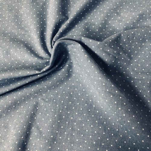 Light Blue With White Polka Dots - 100% Cotton