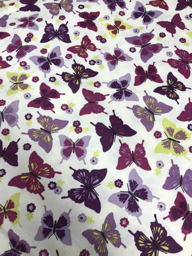 Butterflies on white - 100% Cotton