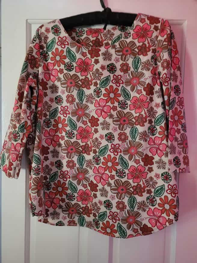 Beige with Red & Green Flowers - 100% Cotton - Image 3