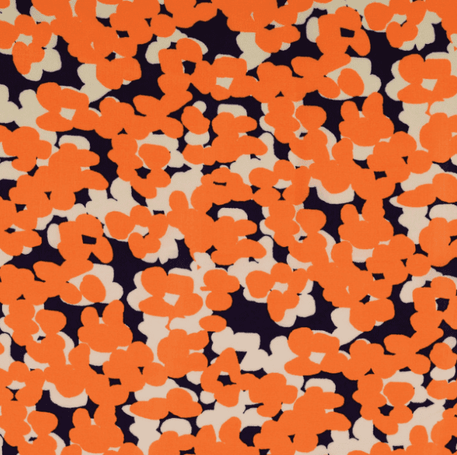 Blue and Orange Abstract Rayon Print From Mistral