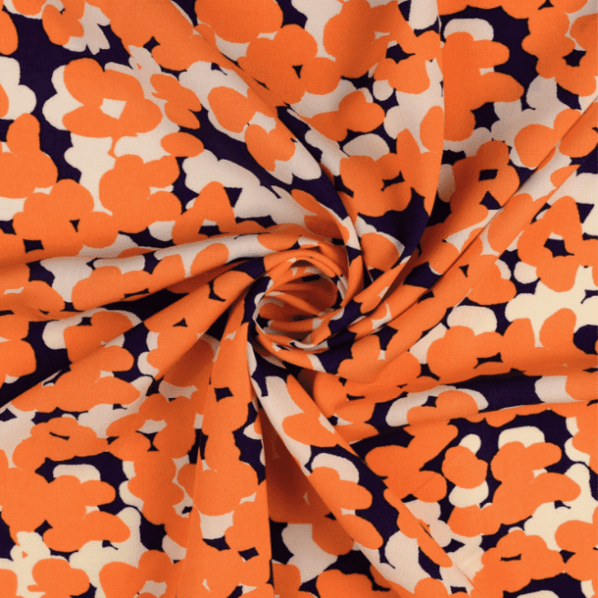 Blue and Orange Abstract Rayon Print From Mistral - Image 2