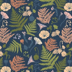 Coastline Flora Warm, Premium Cotton by Katie O’Shea